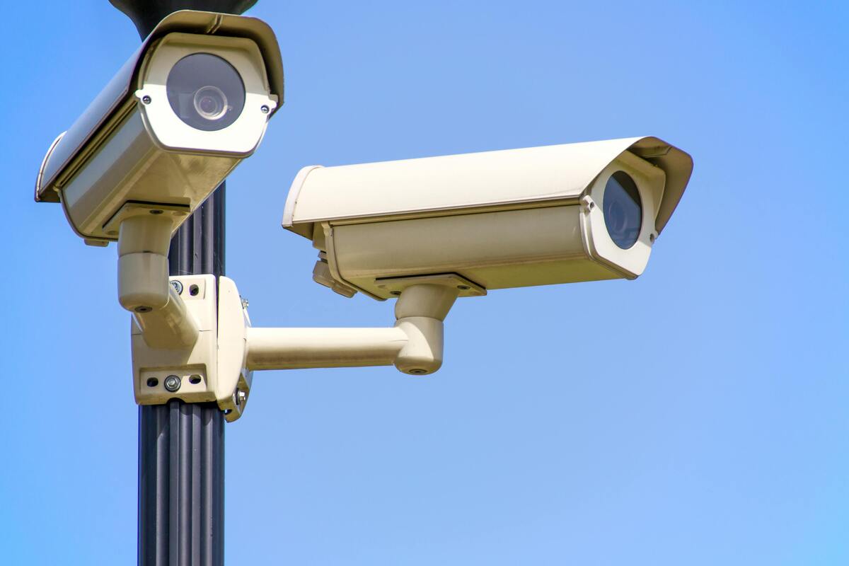 a pair of security cameras