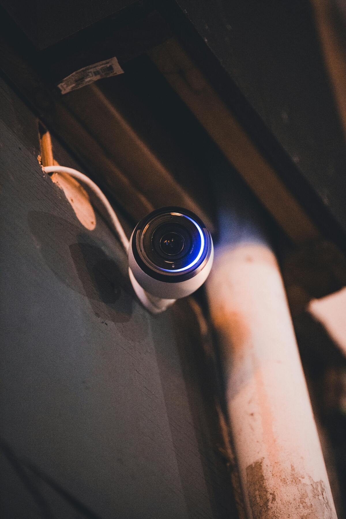 a camera on a wall