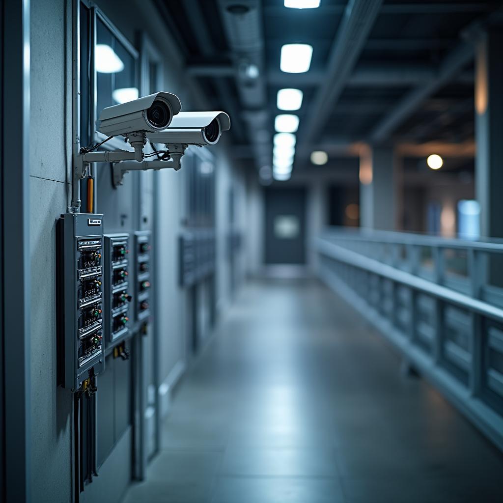 Integrated security setup combining CCTV, access control and alarm system