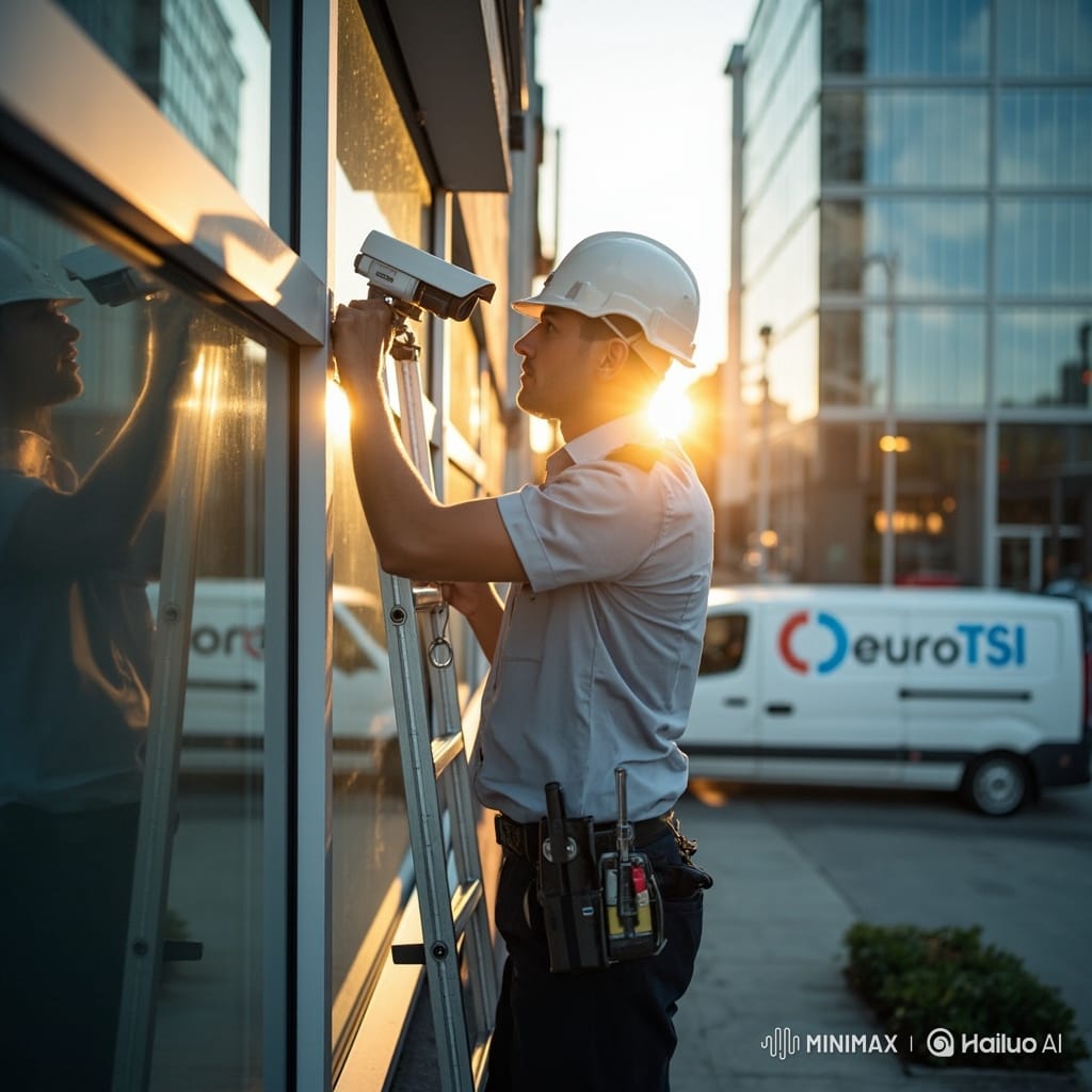 Technician team configuring and testing integrated security systems