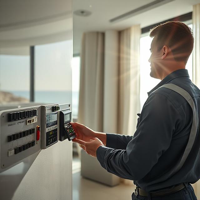 Close-up of EuroTSI-installed security camera ensuring site safety and monitoring