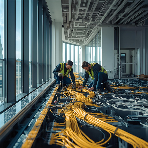 EuroTSI technician testing integrated CCTV and alarm monitoring equipment