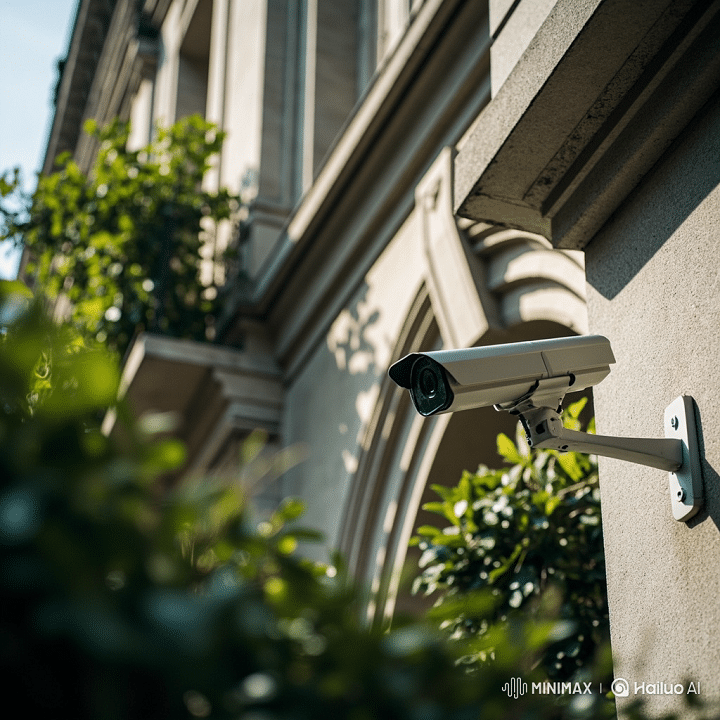 CCTV camera discreetly installed on building exterior for security monitoring