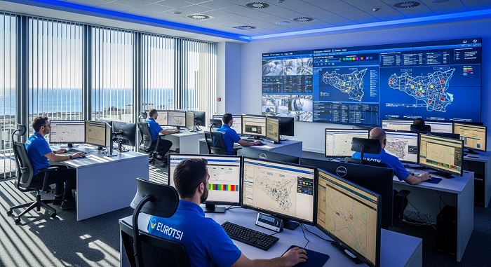 EuroTSI monitoring center in Palermo with advanced surveillance and alarm systems