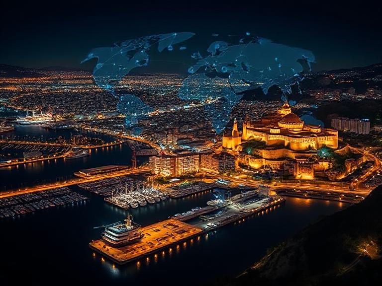 EuroTSI technician inspecting modern CCTV camera installation at commercial facility