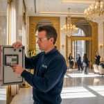 EuroTSI performing fire alarm maintenance at a hotel in Madrid