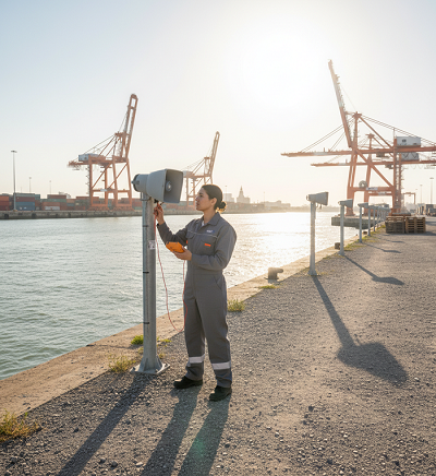 EuroTSI performing maritime alarm maintenance along the Guadalquivir River in Seville