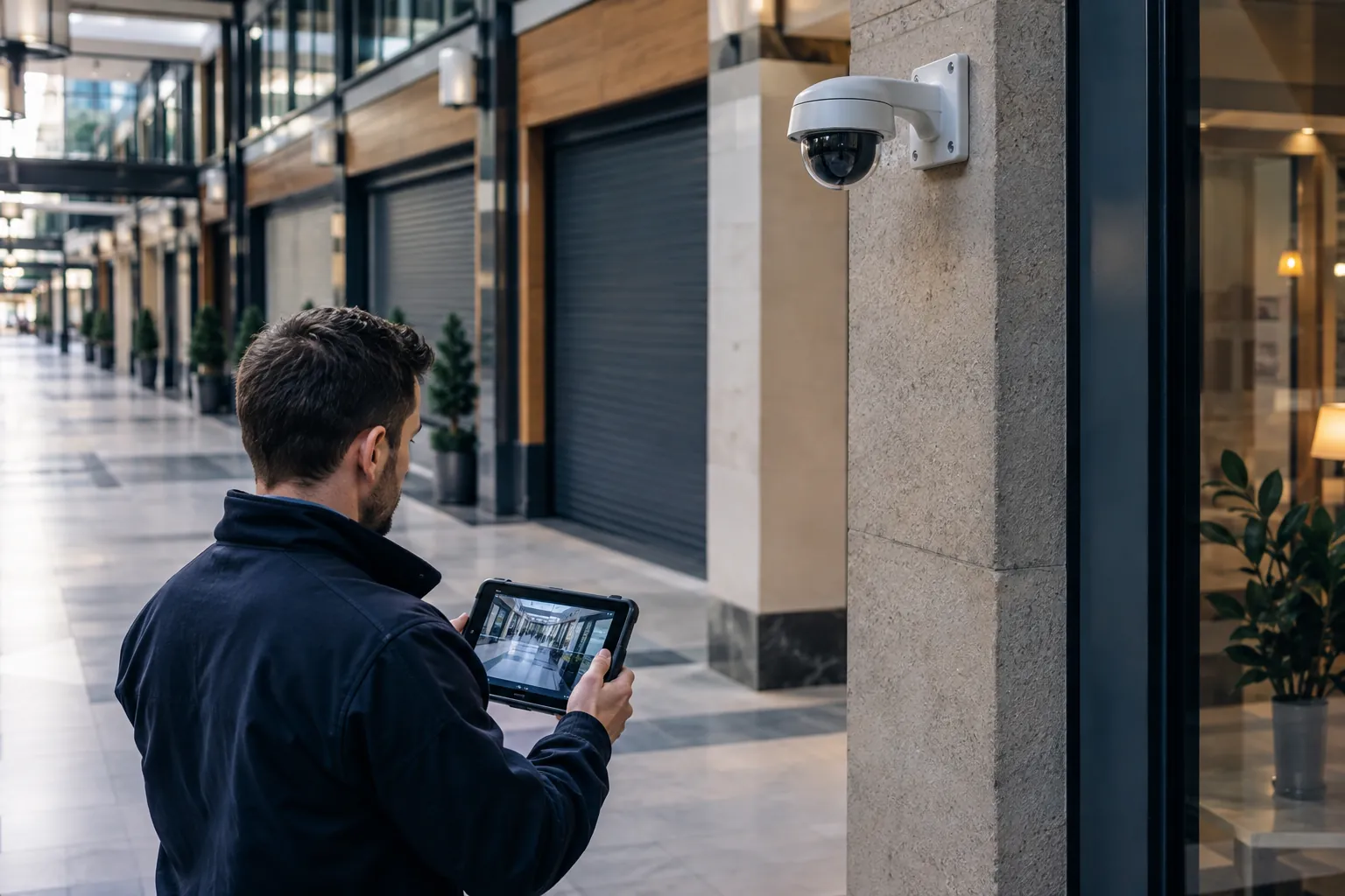 Camera-system detail and commercial environment — Businesses using AI security cameras
