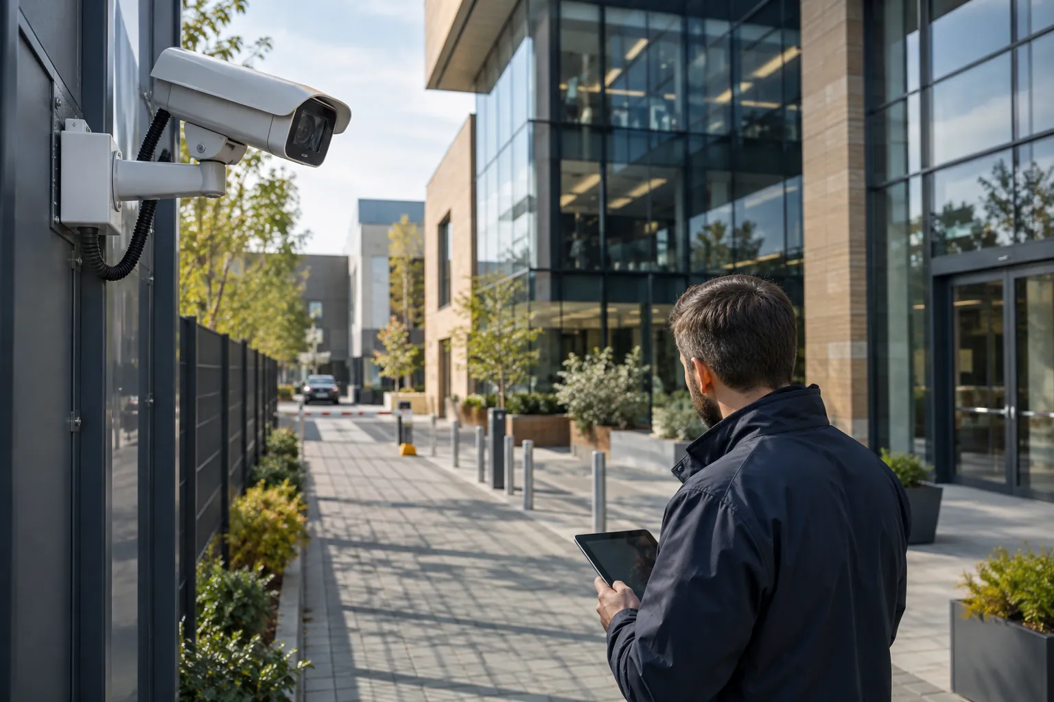 Camera-system detail and commercial environment — How AI CCTV is Revolutionising Perimeter Security for UK Commercial Sites