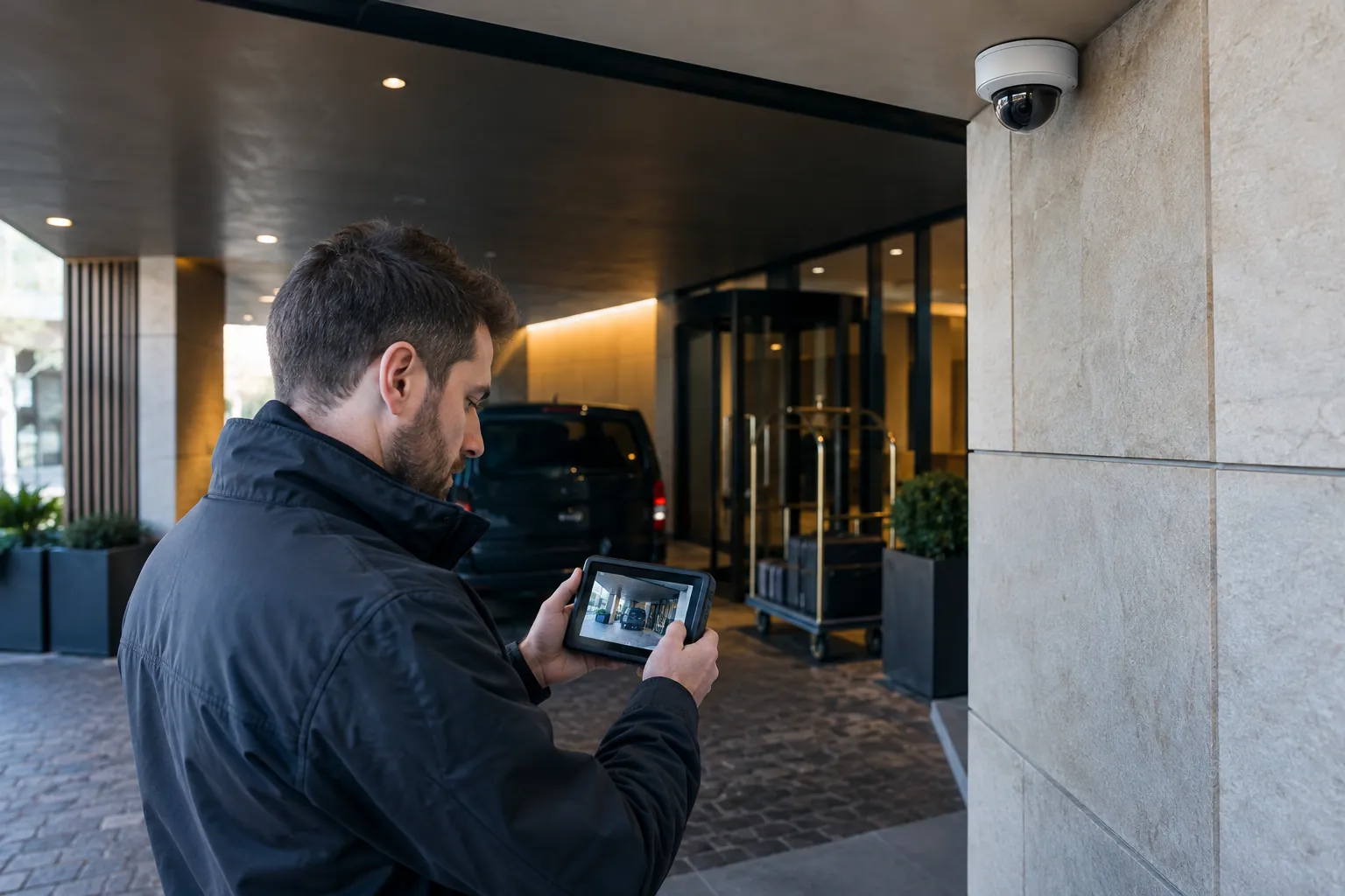 Camera-system detail and commercial environment — Maximising Security Efficiency: How AI CCTV Transforms UK Commercial Surveillance