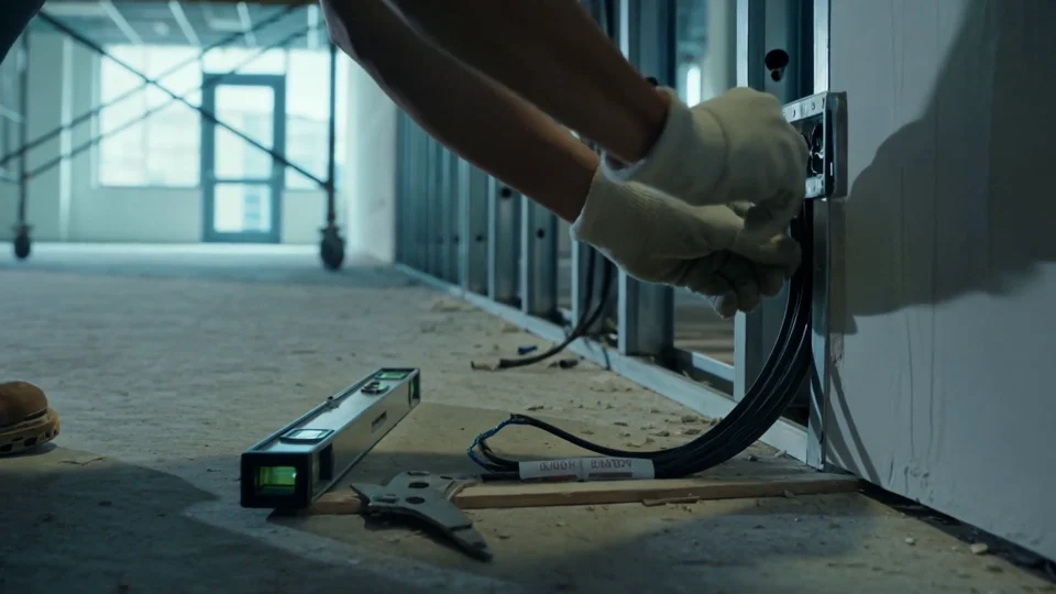 Illustrative commercial developments work: preparing second-fix connections