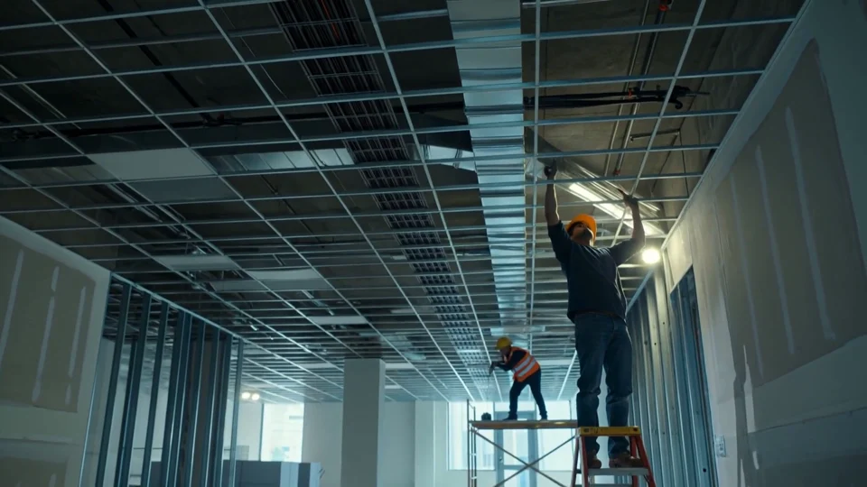 Illustrative commercial developments work: overhead installation in progress