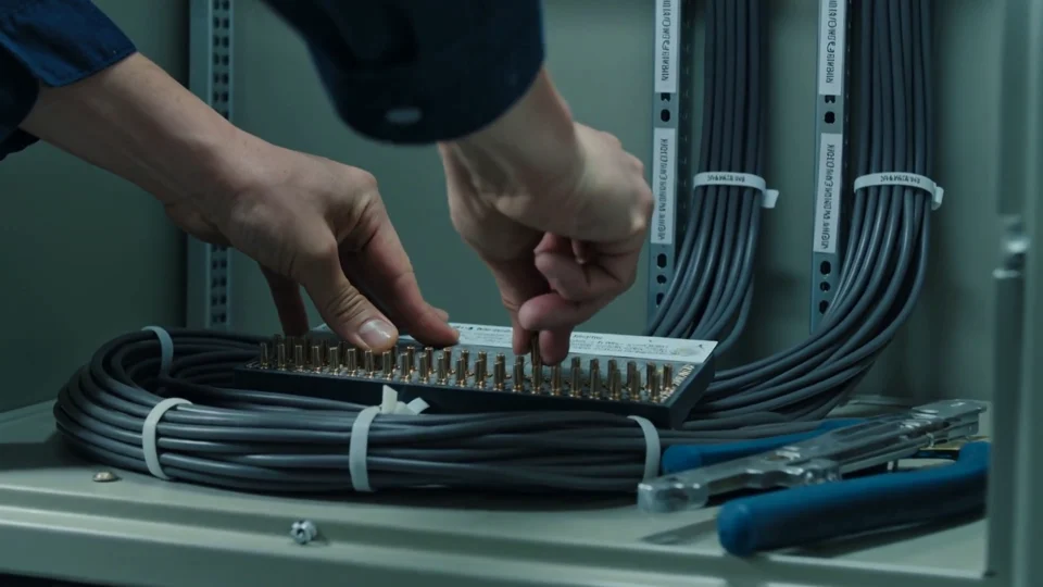 Illustrative property / facilities management work: terminating and organising cables