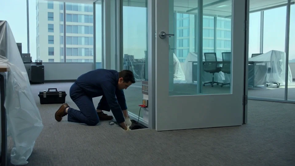 Illustrative offices & commercial buildings work: floor-level cable installation