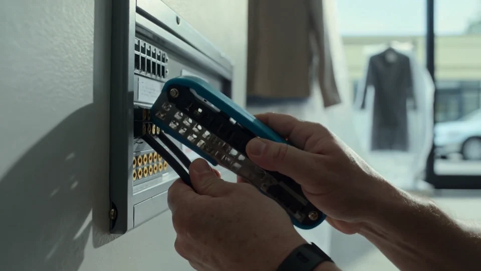 Illustrative retail work: preparing equipment connections