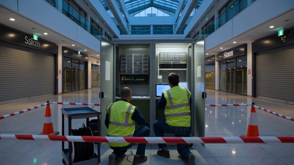 Illustrative shopping centres work: equipment-cabinet installation